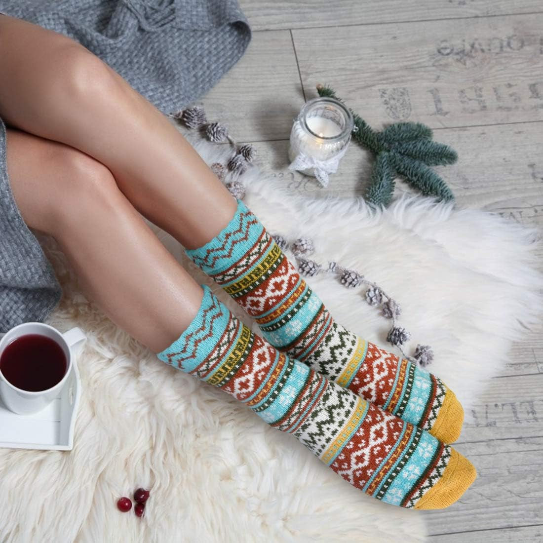 Socks for Women - Stocking Stuffers Gifts for Women - Warm Thick Soft Wool Cozy Crew Socks Christmas Gifts for Woman