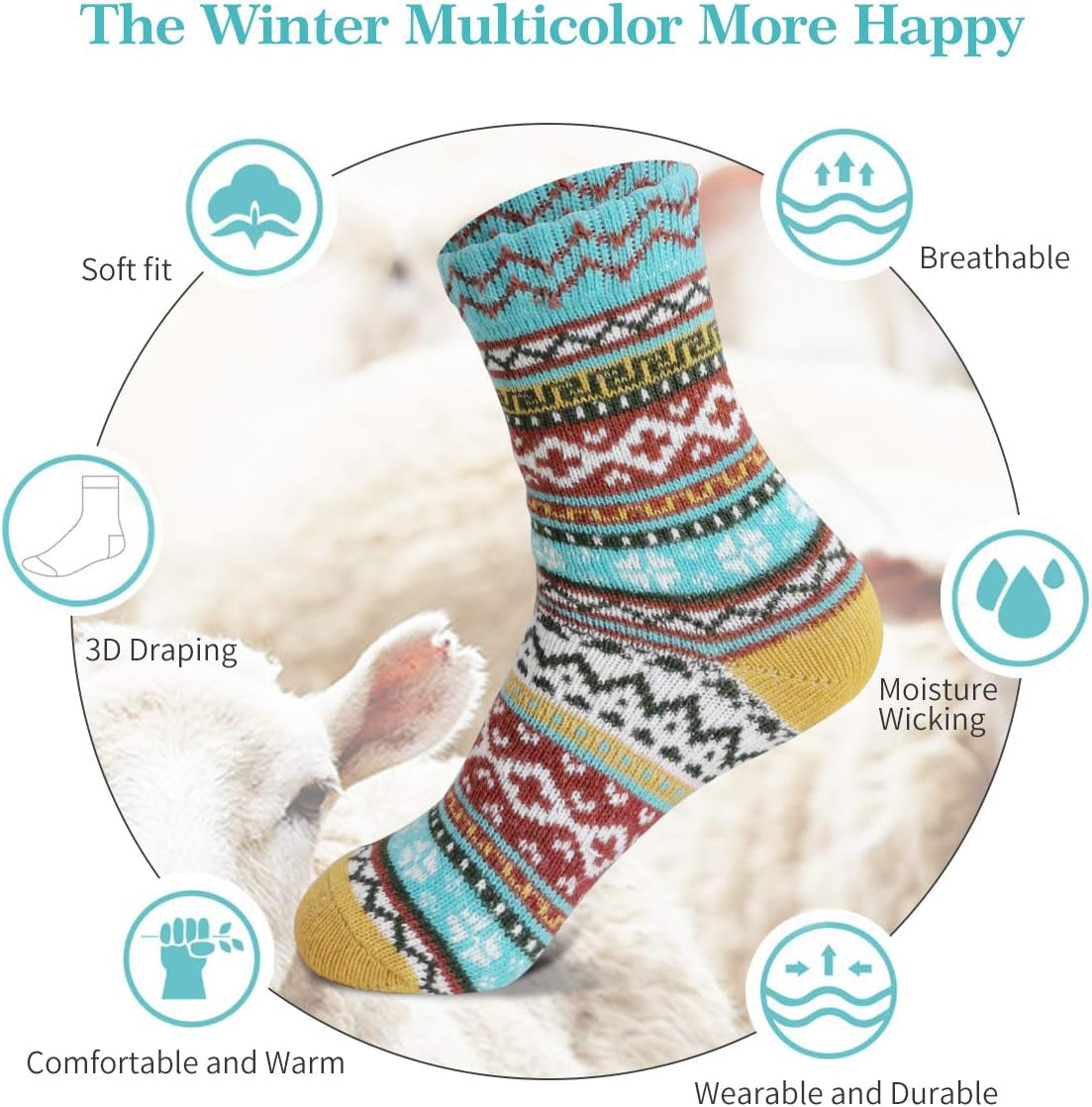 Socks for Women - Stocking Stuffers Gifts for Women - Warm Thick Soft Wool Cozy Crew Socks Christmas Gifts for Woman