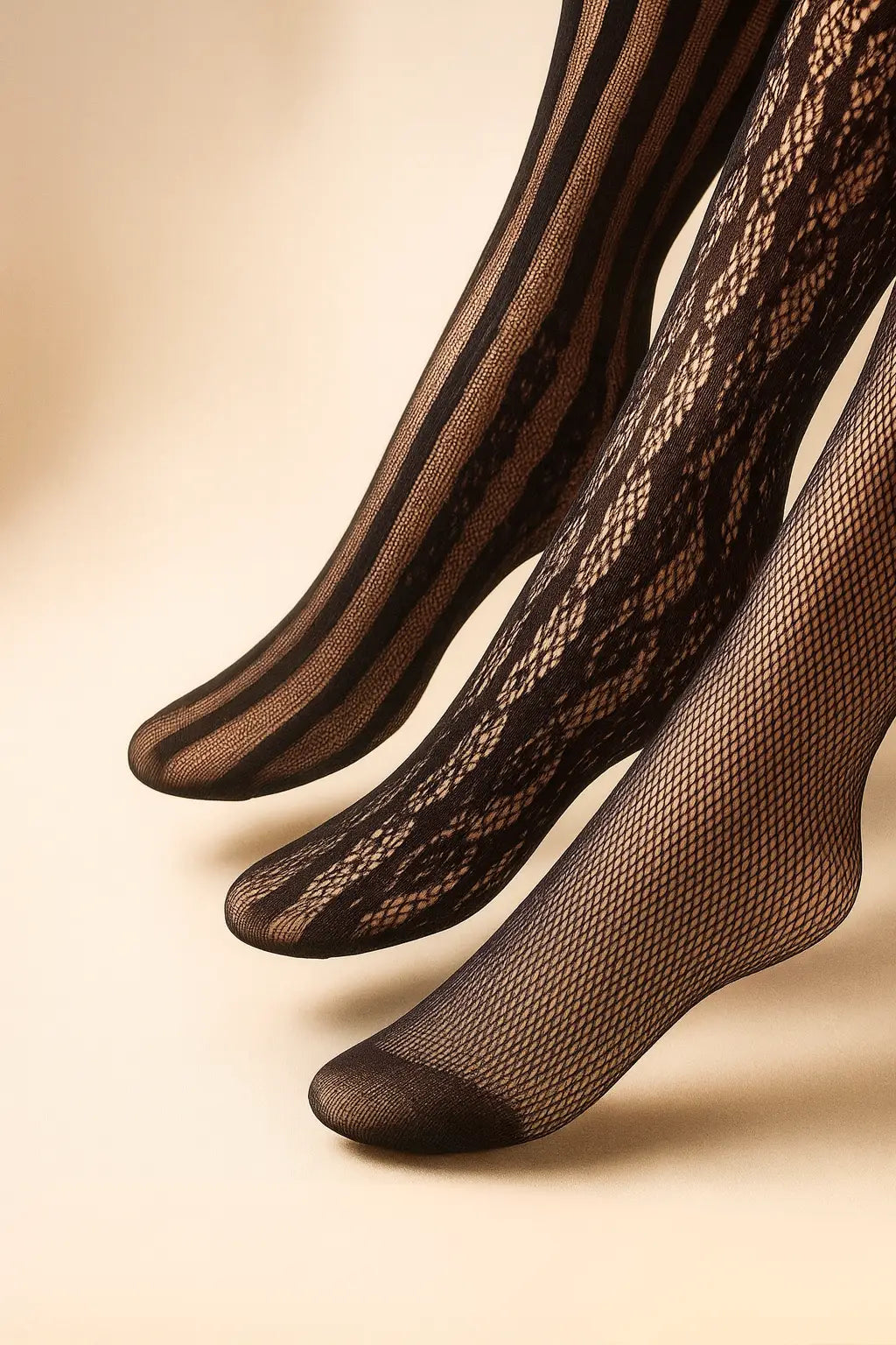 3-Pack Fishnet Tights – Black Patterned Stockings