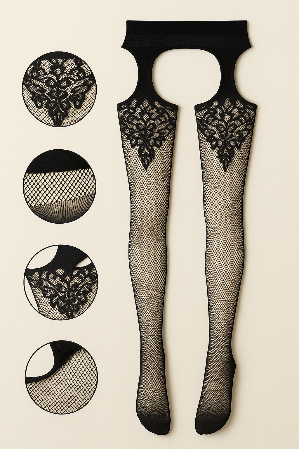 3-Pack Fishnet Tights – Black Patterned Stockings